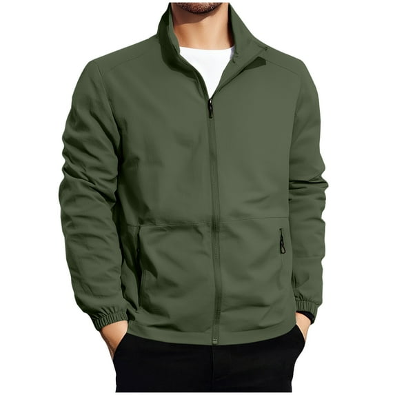 LNWUY (M-5XL) Big and Tall Men's Soft Polar Fleece Jacket with Pockets Lightweight Outdoor Recreation Full Zip Coat Green XL