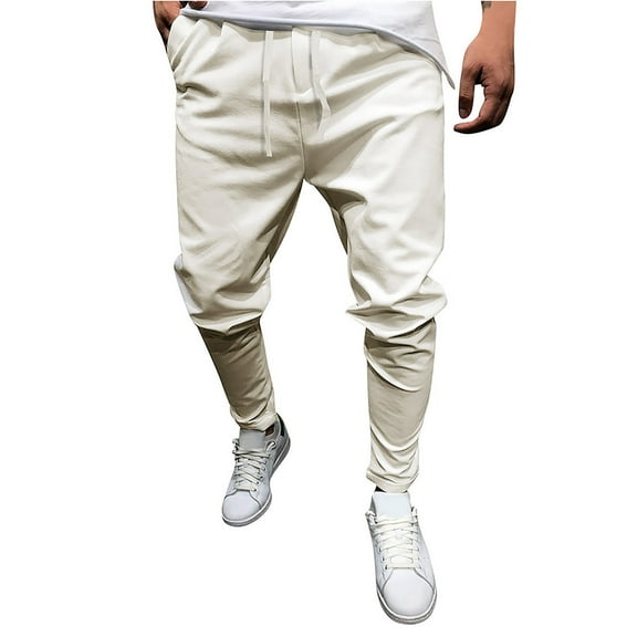LNWUY (M-5XL) Big and Tall Men's Straight Leg Trousers Stretchy Summer Long Pants Solid Color Slim Fit Pants Trendy Trousers Khaki XXXXL