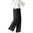 thumbnail image 1 of LNWUY (M-5XL)Big and Tall Men's Straight Leg Wide Leg Pants Casual Classic Long Pants Summer Solid Trendy Lightweight Comfy Soft Slacks Black XL, 1 of 3