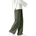 thumbnail image 1 of LNWUY (M-5XL)Big and Tall Men's Straight Leg Wide Leg Pants Casual Classic Long Pants Summer Solid Trendy Lightweight Comfy Soft Slacks Green* XL, 1 of 3