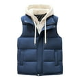 thumbnail image 1 of LNWUY (M-5XL) Big and Tall Men's Winter Warm Vest Lightweight Puffer Jacket Thicken Vest with Hood Outdoor Casual Coat Blue XXXXL, 1 of 3