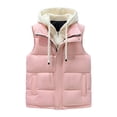 thumbnail image 1 of LNWUY (M-5XL) Big and Tall Men's Winter Warm Vest Lightweight Puffer Jacket Thicken Vest with Hood Outdoor Casual Coat Pink L, 1 of 3