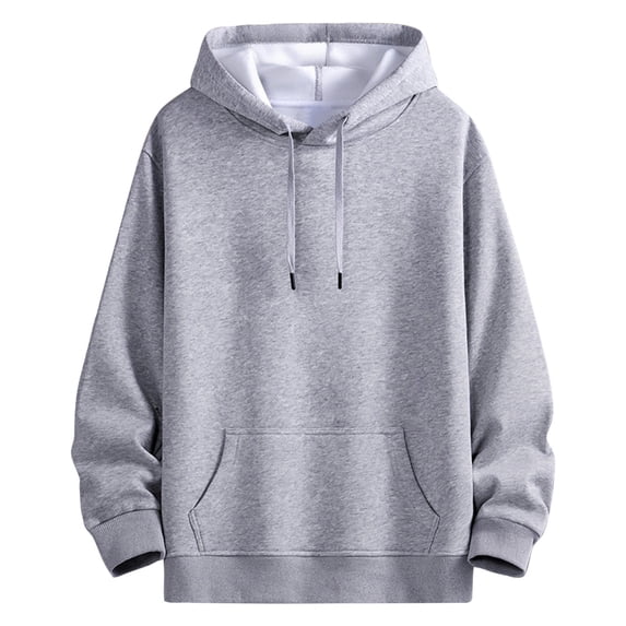 LNWUY (M-5XL) Big and Tall Mens Casual Cotton Hooded Drawstring Hoodies Pullover Sweatshirts Casual Long Sleeve Shirts Gray L