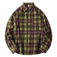 thumbnail image 1 of LNWUY (M-5XL) Big and Tall Mens Flannel Plaid Shirts Regular Fit Long Sleeve Turndown Collar Pocket Button Down Shirts Top Green XL, 1 of 8