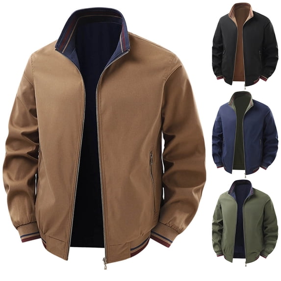 LNWUY (M-5XL) Men's Big and Tall Lightweight Bomber Jacket Full Zip Up Causal Windbreaker Jackets for Men Long Sleeve Spring Fall Jacket Green XL