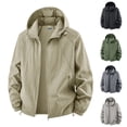 thumbnail image 1 of LNWUY (M-5XL) Men's Big and Tall Lightweight Windbreaker Hooded Jacket Drawstring Zip Front Side Pockets Casual Outerwear Gray XXXL, 1 of 5