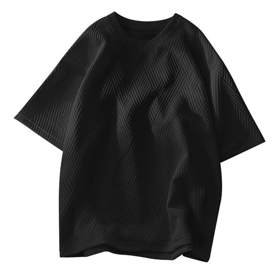 LNWUY (M-5XL) Men's Big and Tall T Shirts Summer Solid Color Loose Fit Crew Neck Short Sleeve Casual Streetwear Baggy Basic Tops Black M