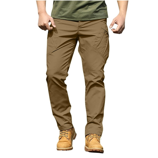 LNWUY (M-5XL)Mens Big and Tall Pants Casual Loose Comfy Breathable Summer Beach Pants Elastic Waist Drawstring Baggy Trousers with Pockets Brown XXXXL