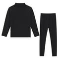 thumbnail image 1 of LNWUY (M-5XL) Plus Size Fashion Solid Color Casual Long Sleeve Blouse Sets Thermal Underwear Sets for Man Black XXXL, 1 of 8