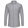 thumbnail image 1 of LNWUY (M-5XL) Plus Size Men's Casual Stylish Vertical Striped Shirt Long Sleeve Button Down Shirt Regular Fit Business Dress Shirts Gray L, 1 of 9