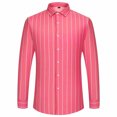 thumbnail image 1 of LNWUY (M-5XL) Plus Size Men's Casual Stylish Vertical Striped Shirt Long Sleeve Button Down Shirt Regular Fit Business Dress Shirts Pink L, 1 of 6
