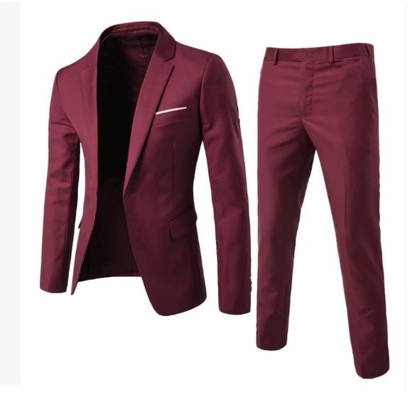 LNWUY (M-5XL) Plus Size Men's Casual Suit Suit Wedding Groom Best Man Suit Handsome Single Button Men's Suit Sets Red XXL
