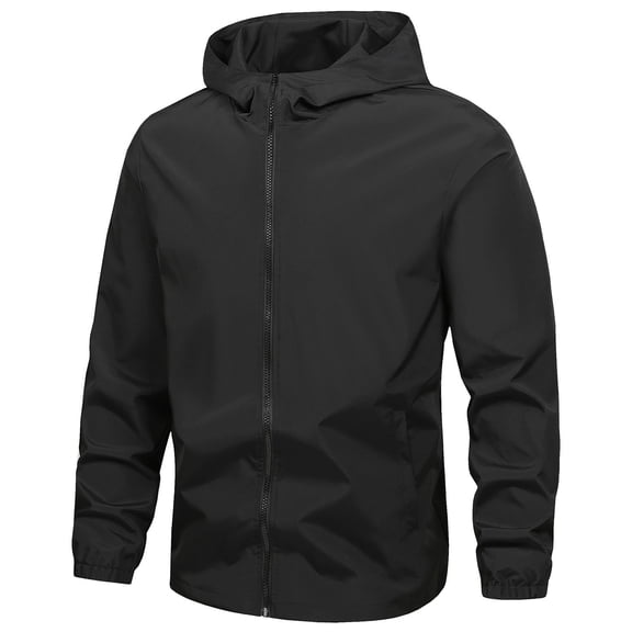 LNWUY (M-5XL) Plus Size Men's Packable Rain Jacket Lightweight Waterproof Raincoat with Hood Travel Hiking Golf Windbreaker Black XXXXL