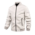 thumbnail image 1 of LNWUY (M-5XL) Plus Size Men's Solid Color Casual Jacket Lightweight Fashion Spring Fall Windbreaker Zip Up Coat with Pocket Beige XXXL, 1 of 8