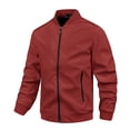 thumbnail image 1 of LNWUY (M-5XL) Plus Size Men's Solid Color Casual Jacket Lightweight Fashion Spring Fall Windbreaker Zip Up Coat with Pocket Red XXXXXL, 1 of 2