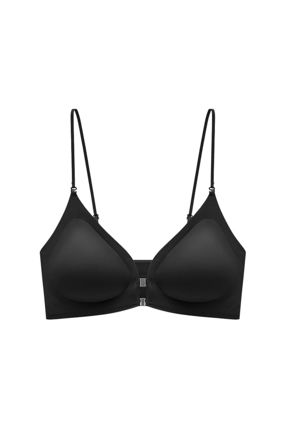 (M-5XL) Racerback Bras with Front Closure Wireless for Women No Underwire Seamless Supportive Bralettes Black M