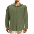 thumbnail image 1 of LNWUY Men Fashion Casual Solid Color Shirts Comfortable Breathable Cotton Button Down Shirt Long Sleeve Lapel Shirts with Pocket Green XXXXL, 1 of 5