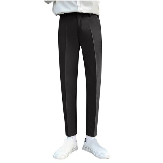 LNWUY Men Fashion Suit Dress Pants Slim Fit Suit Black Groomsmen Wedding Pants Waist Flat Fit Expandable Classic Separate Pant Black XXXL
