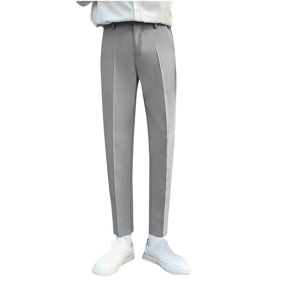 LNWUY Men Fashion Suit Dress Pants Slim Fit Suit Black Groomsmen Wedding Pants Waist Flat Fit Expandable Classic Separate Pant Gray M
