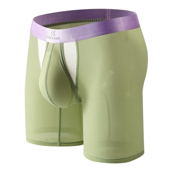 LNWUY Men Ice Silk Extended Side Opening Lightweight Comfort Breathable Exercise Quick-Dry, Stretchy Shorts Underpants Green XL