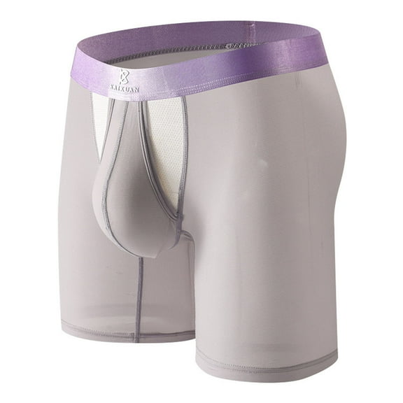 LNWUY Men Ice Silk Extended Side Opening Lightweight Comfort Breathable Exercise Quick-Dry, Stretchy Shorts Underpants Purple S