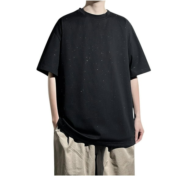 LNWUY Men Oversized T Shirts Unisex Tee Summer Solid Color Loose Fit Crew Neck Short Sleeve Casual Streetwear Baggy Basic Tops Black XXL