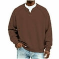 thumbnail image 1 of LNWUY Men Waffle Sweatshirt Casual Long Sleeve Shirts Loose Lightweight Pullover Tops Sweaters Casual Fashion Fall Clothes Brown XL, 1 of 6
