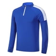 thumbnail image 1 of LNWUY Men's 1/4 Zip Athletic Shirts Casual Solid Color Running Fitness High Elastic Long Sleeve Standing Collar Exercise Warm Top Blue M, 1 of 7