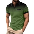 thumbnail image 1 of LNWUY Men's 2025 Fashion Classic Button Shirts Short Sleeve Summer Outdoor Casual T-Shirts Slim Fit Golf Lapel Shirt with Pocket Green S, 1 of 5