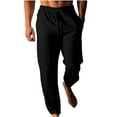 thumbnail image 1 of LNWUY Men's Big and Tall Loose Comfy Breathable Casual Pants Elastic Waist Drawstring Beach Pants Lightweight Trousers with Pockets Black XL, 1 of 6