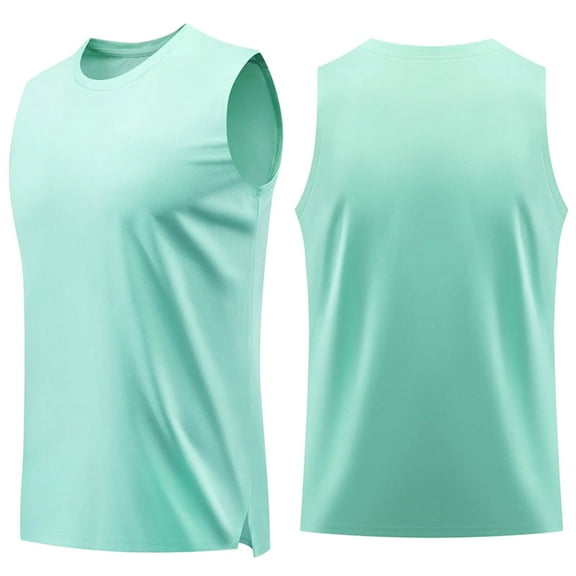 LNWUY Men's Big and Tall Sleeveless UPF 50 Swim Shirts Quick Dry Workout Tank Top UV Protection Running Gym Muscle T Shirts Green XXXXL