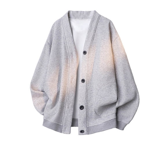 LNWUY Men's Button Down Cardigan Sweaters Stretch Fleece Lined Warm Winter Coats Casual Long Sleeve Knitted Outerwear Gray XL