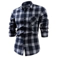 thumbnail image 1 of LNWUY Men’s Button Down Shirts Long Sleeve Flannel Plaid Overshirt Loose Fit Lapel Pocketed Casual Blouses Classic Fit Shirts Navy S, 1 of 3
