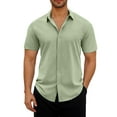 thumbnail image 1 of LNWUY Men's Button Down Shirts Short Sleeve Soft Comfortable Breathable Casual Fashion Summer Beach Shirts Vacation Wedding Shirts Green XL, 1 of 6