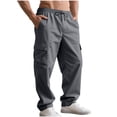 thumbnail image 1 of LNWUY Men's Cargo Pants with Pockets Cotton Hiking Sweatpants Casual Athletic Jogger Sports Outdoor Relaxed Fit Pants Trousers Gray L, 1 of 9