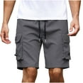 thumbnail image 1 of LNWUY Men's Cargo Shorts Elastic Waistband Drawstring Summer Casual Cotton Comfort Breathable Big and Tall Relaxed Fit Work Shorts Gray L, 1 of 7