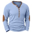 thumbnail image 1 of LNWUY Men's Casual Button-Down Shirts Long Sleeve Vintage Pullover Tops Loose Fit Gym Workout Tee Tops Outfits Clothes Blue XL, 1 of 2