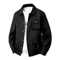 thumbnail image 1 of LNWUY Men's Casual Shirt Jacket Long Sleeve Button Down Overshirt Turndown Collar Zipper Pockets Top Lightweight Shacket Black XL, 1 of 3