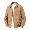 thumbnail image 1 of LNWUY Men's Casual Shirt Jacket Long Sleeve Button Down Overshirt Turndown Collar Zipper Pockets Top Lightweight Shacket Yellow L, 1 of 3