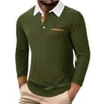thumbnail image 1 of LNWUY Men's Casual Shirts Color Block Long Sleeve Fashion Shirt Classic Slim Fit Workout Gym Athletic Golf Tennis Tops Green S, 1 of 8