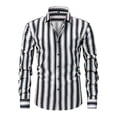 thumbnail image 1 of LNWUY Men's Classic Color Contrast Striped Turndown Collar Shirt Long Sleeve Business Casual Button Down Shirts Blouse Black XXL, 1 of 4