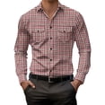 thumbnail image 1 of LNWUY Men's Classic Fit Dress Shirts Long Sleeve Plaid Cotton Button-Down Shirt Wrinkle-Free Business Casual Blouse Red XL, 1 of 9