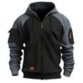 thumbnail image 1 of LNWUY Men's Color Block Raglan Cargo Jacket Full Zip Loose Casual Long Sleeve Hoodie Drawstring Outerwear with Pockets Gray M, 1 of 5