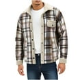 thumbnail image 1 of LNWUY Men's Cotton Sherpa Lined Button Down Flannel Jacket Classic Plaid Shirts Soft Outdoor Pockets Long Sleeve Outwear Coat Beige XL, 1 of 1