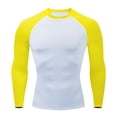 thumbnail image 1 of LNWUY Men's Crewneck Shirts Sports Athletic Slim Fit Quick Dry Running Elastic Shirts Colorblock Soft Comfortable Breathable Fashion Tops Yellow L, 1 of 4