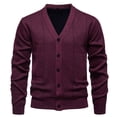thumbnail image 1 of LNWUY Men's Fall and Winter Fashion Stretch Button Pocket Long Sleeve Crew Neck Knit Sweater Jacket Crew Neck Cardigan Thermal Red XXL, 1 of 5