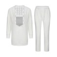 thumbnail image 1 of LNWUY Men's Fashion 2 Piece Suit Dress Shirt with Pants Long Sleeve Set Ethnic Style Side Shoulder Zipper Solid Color Pocket Suit White XXXXL, 1 of 1