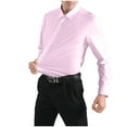 thumbnail image 1 of LNWUY Men's Fashion Dress Shirts Solid Color Long Sleeve Stretch Wrinkle-Free Formal Shirt Business Casual Button Down Shirts Pink L, 1 of 3