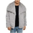 thumbnail image 1 of LNWUY Men's Faux Furry Winter Coat Ultra Warm, Fluffy Trench Jacket with Turn-Down Collar, Soft and Cozy Faux Furry Outerwear for Cold Weather Gray XL, 1 of 8