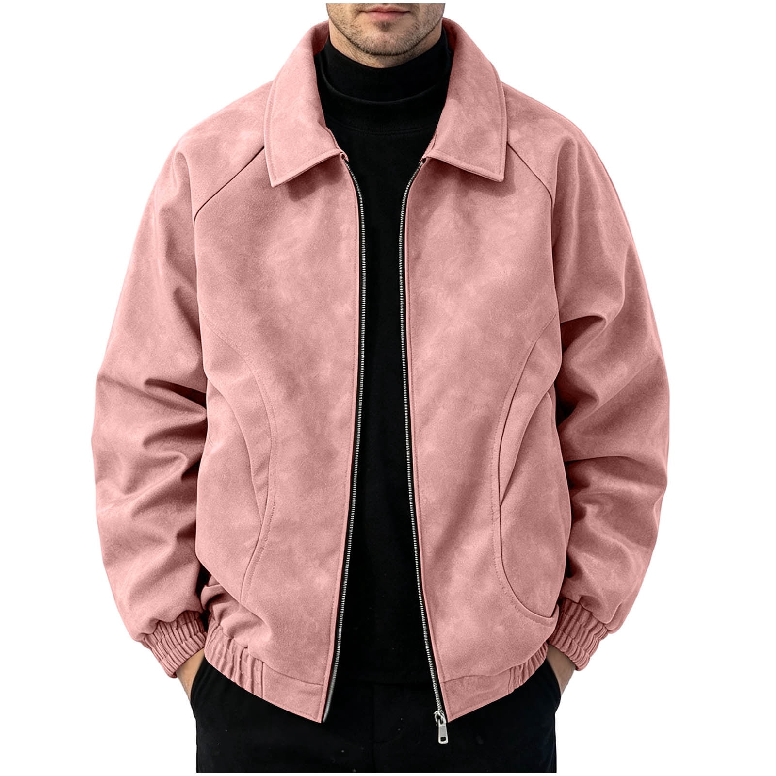 Styling Plus Men Fall LNWUY Men's Faux Suede Jacket Full Zip Trucker Coat Plus Size Lapel ...